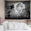 MEUNEAR Halloween Tapestry Scary Full Moon Night Witch and Black Crow Bat Tapestry Wall Hanging Spooky Grey Dead Tree Forest Wal