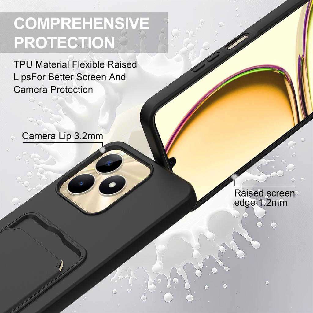 Tekutý silikonový obal pro Realme Narzo N53 4G/C53 (Globální)/(Indie)/C51/Pouzdro na telefon s držákem na karty 4G a krátkým poutkem