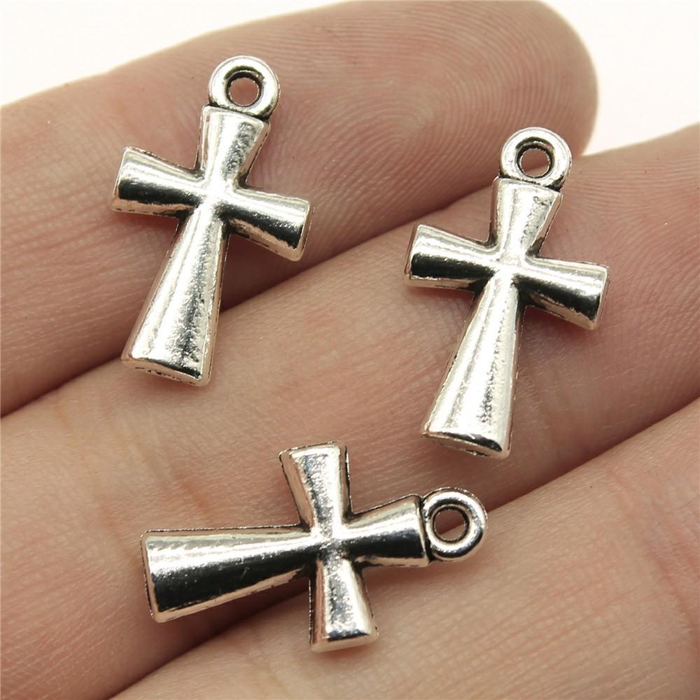 10pcs Charms Cross Antique Bronze Silver Color Pendants DIY Crafts Making Findings
