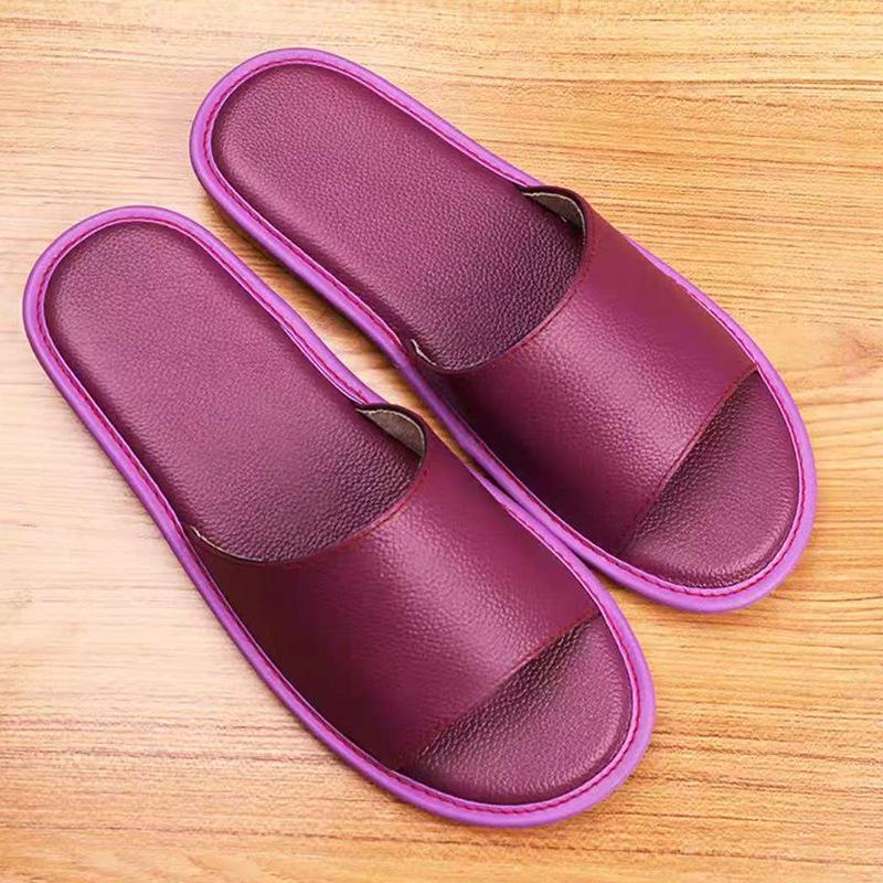 Japanese Style Genuine Leather Soft Sole Floor Slippers for Men and Women