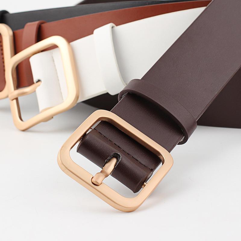 Trendy Womens Faux Leather Square Pin Belt With Durable Alloy Buckle Perfect For Fashion Forward Style