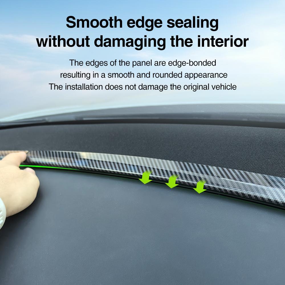Heenvn ABS Carbon Car Door Decor Strip For Tesla Model Y Juniper Model YL 2025 2026 Anti-Scratch Windshield Ambient Light Trim