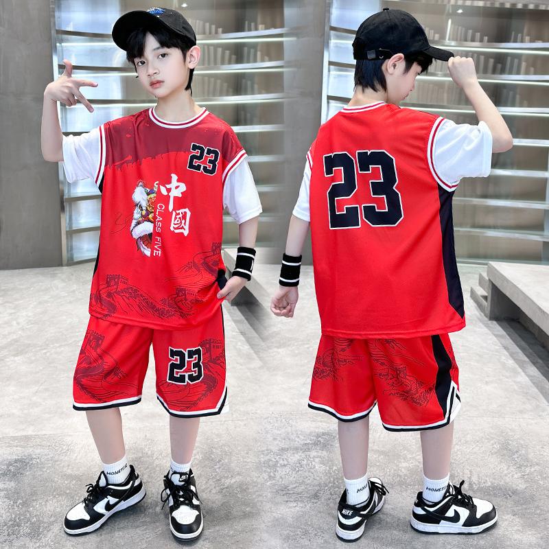 Boys' Summer Set 2026 New Zhongda Children's Quick drying Basketball Clothes Girls' Sports Clothes Kindergarten Performance Clothes