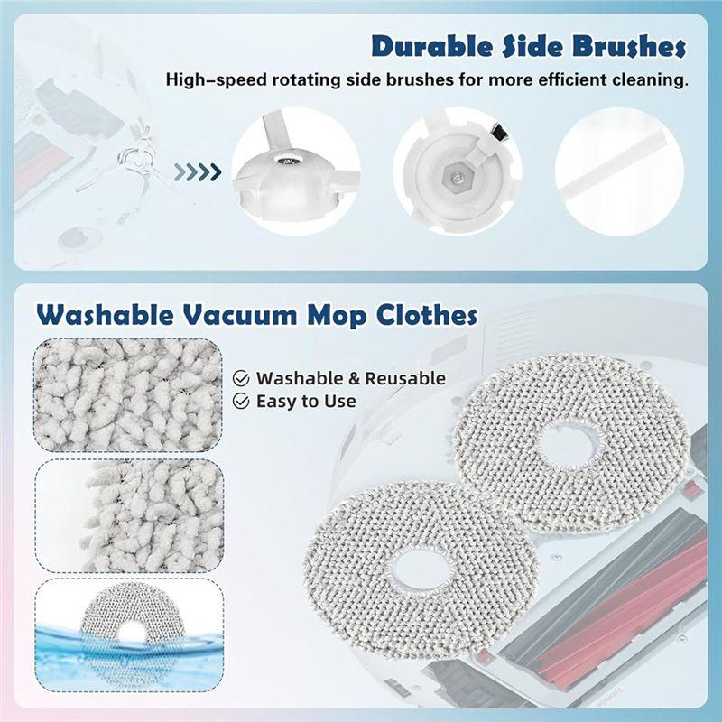 ABIY Replacement Kit For Roborock Q Revo Master, Qrevo Slim Robot Vacuum Main Side Brush Mop Cloth HEPA Filter Dust Bag