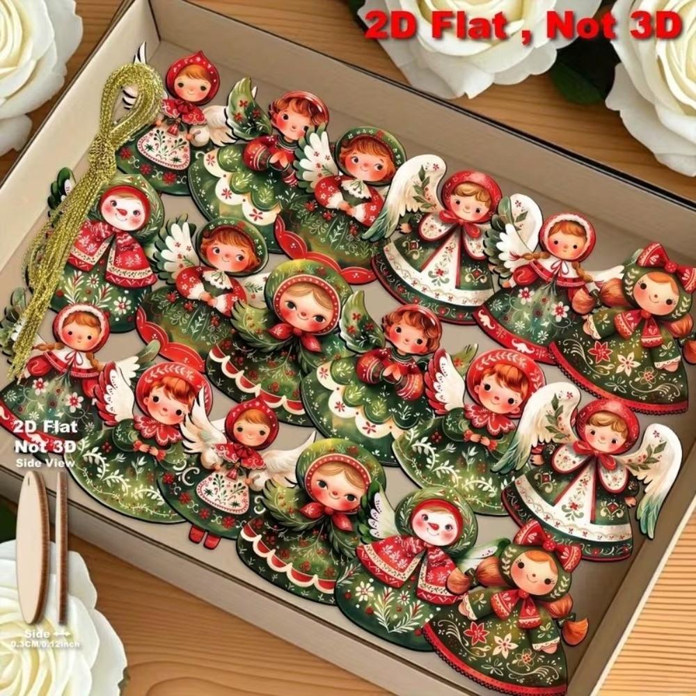2D Flat Christmas Tree Decor Wooden Xmas Decor Christmas Hanging Thanksgiving Decoration