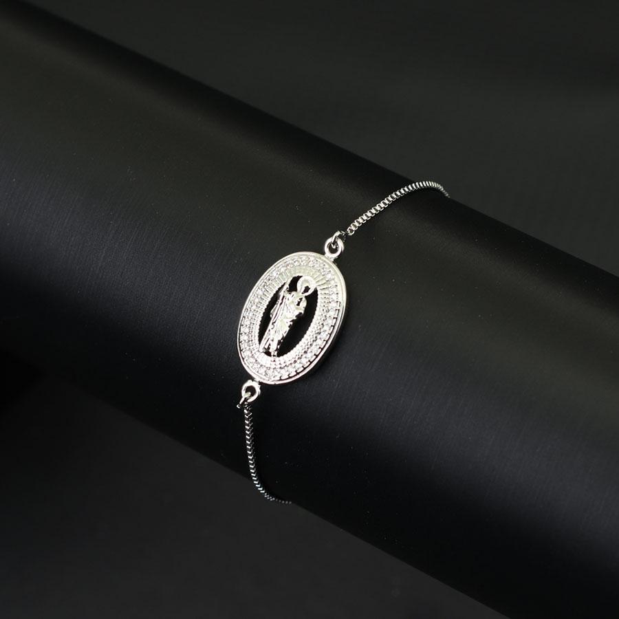 Virgin Mary Zirconia Bracelet Men Women Geometric Ornament Chain Braslet Luxury Silver Hand Jewelry Drawstring Design Adjustable