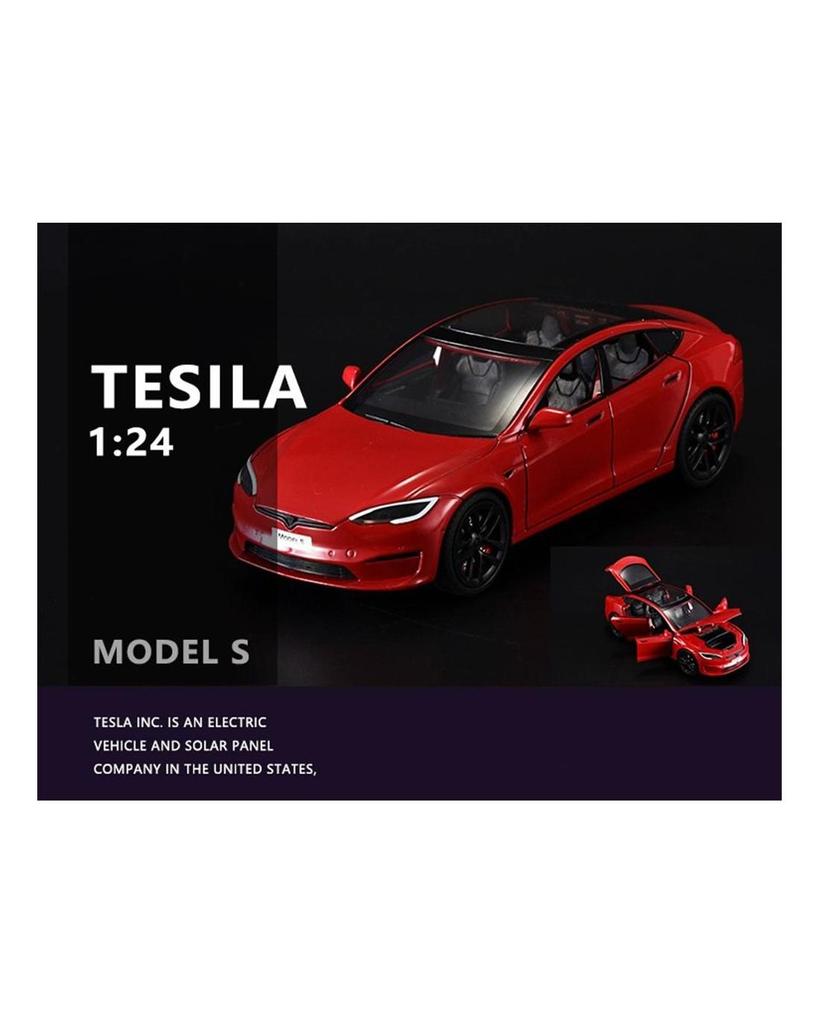 Sběratelská hračka se zvukovým světlem v měřítku 1/24 pro model auta Tesla Model S s nabíjecí stanicí