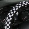 1pc Universal Car Steering Wheel Cover, Four Seasons Breathable Sweat-Proof Anti-Slip Cute Cartoon Checker Checkerboard Color Splicing Web Celebrity