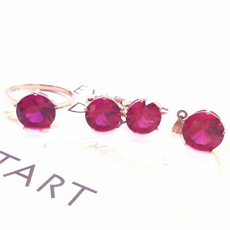 Exquisite Purple Gold-Plated Rose Gold Inlaid Redstone Egg Surface Earrings, Fashionable Temperament, High-End Foreign Style Color Gold Earrings.