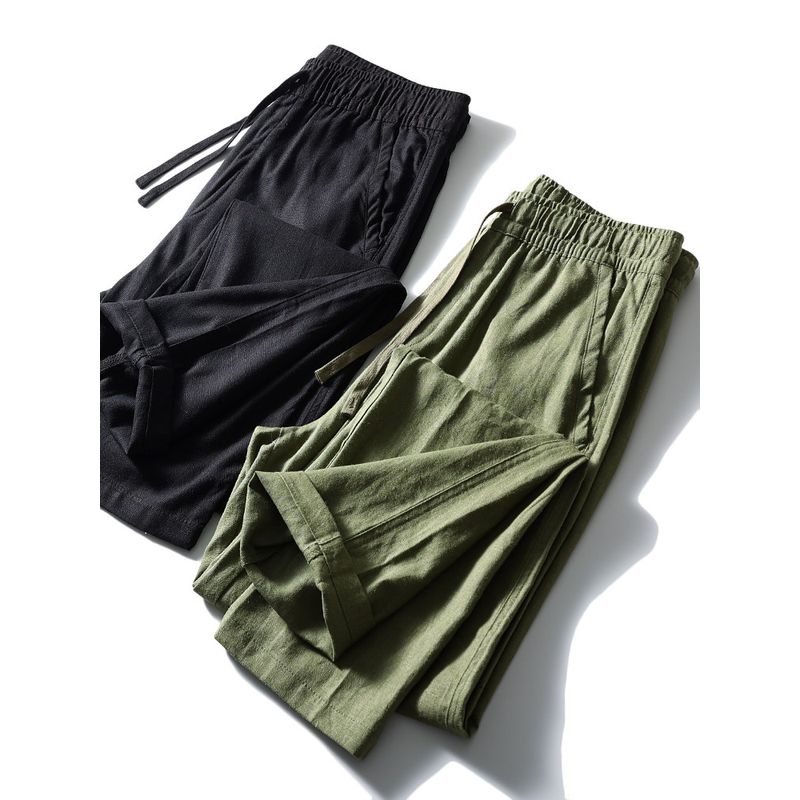 Linen Pants Men's Summer Straight-leg Thin Cotton Linen Pants Export Men's New Clothes Men's Casual Trousers Blended Men's Pants