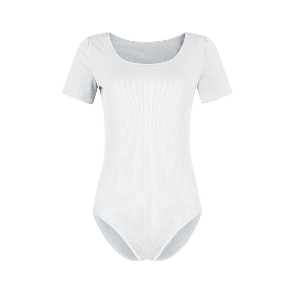 Women's Regular Fit Casual Fashion Sexy Solid Color Snap Button Ribbed Short Sleeve Slim Fit Bodysuit