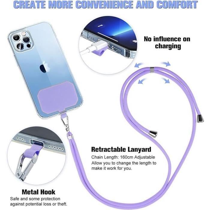 Lanière pour Téléphone Portable - BOOLING - Violet - Légère - Réglable - Nylon