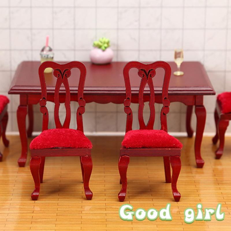 1 Piece Diy Accessories Miniatures Wooden Retro Simulation Dining Table Chair 1:12 Dollhouse Furniture Toy