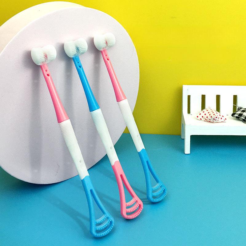 Spazzolino Morbido Multifaccettato Cura Orale per Bebè con Manico Antiscivolo Bambini Pulizia 360° Denti Spazzolino Pulizia Denti Cura Dentale 3-12A