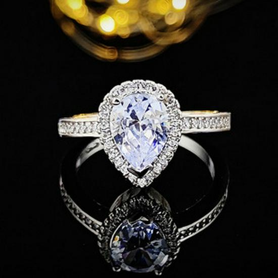 European & American Fashion Ring: Square Colored Diamond, Women's Daily/Wedding/Banquet R4898