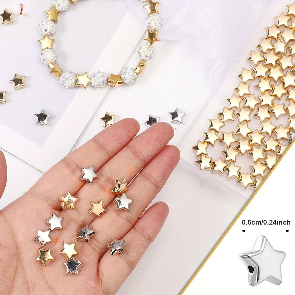 200/500/1000 star shaped spacer beads, 6mm star shaped gold and silver jewelry spacer beads bracelet making bead crafts bracelet hair beads