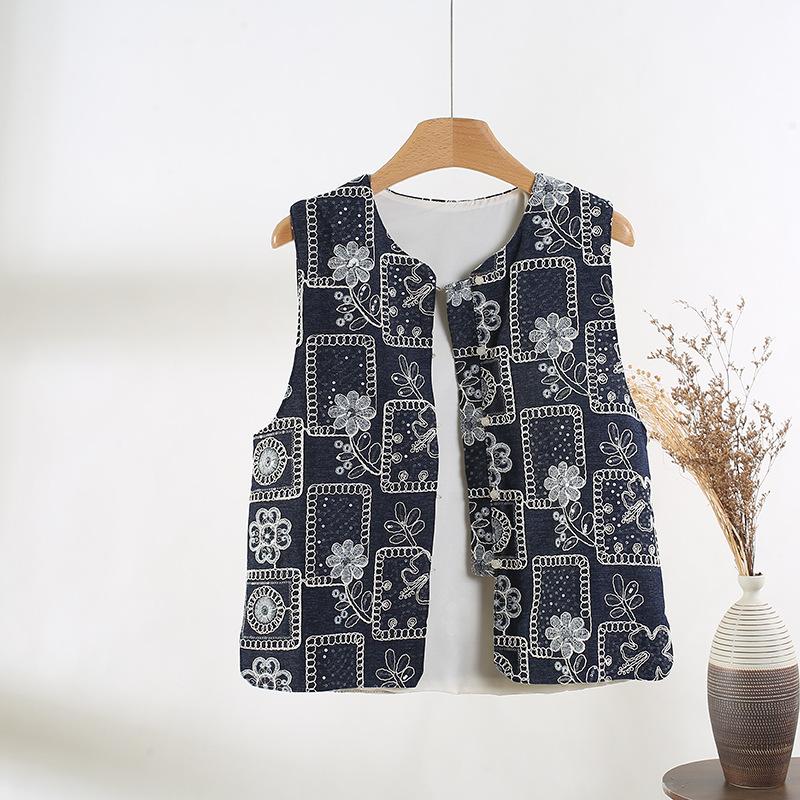 

Женский жилет с вышивкой и круглым вырезом, новинка начала весны 2025 года, мягкий жилет, ежегодный темпераментный топ XXXL [Recommended 138-75kg]