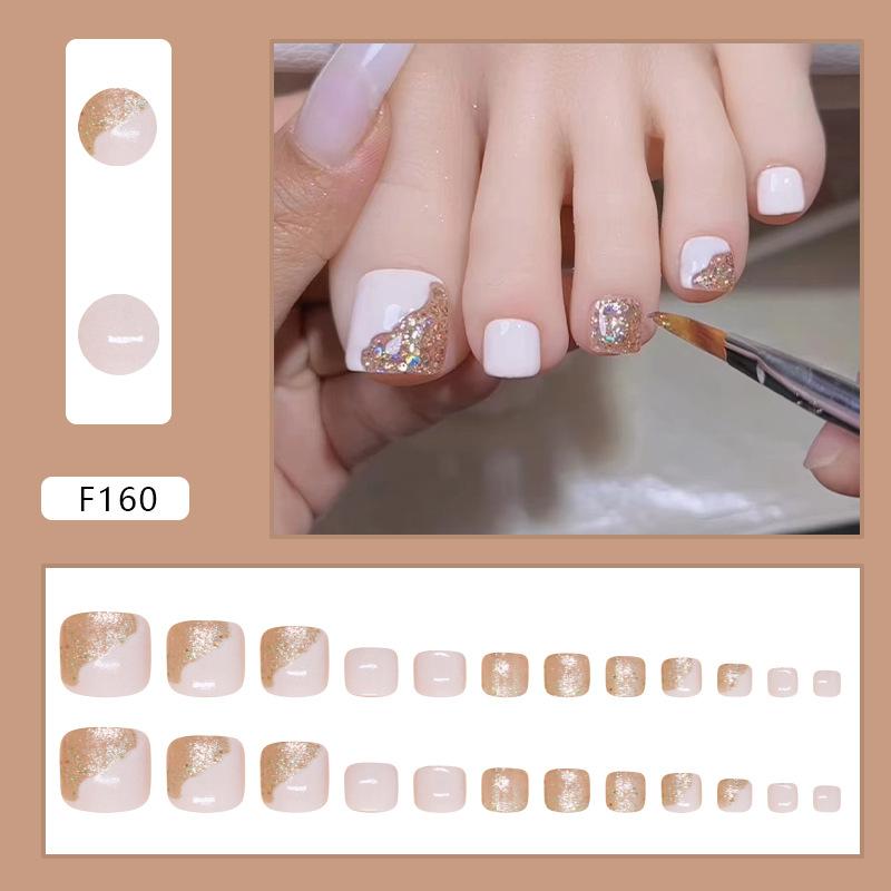 

Fine flash piece Wearing nail fine flash Removable toenail piece Irregular toenail piece Patch 24 pieces