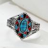 Bohemian Style Horse Eye Shaped Synthetic Turquoise Ring for Women Fashion Elegant Festival Vacation Jewelry Accessories Crafts