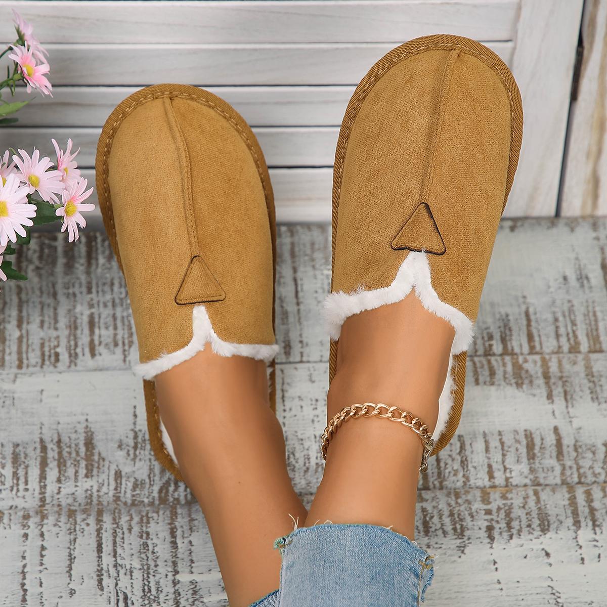

Women Warm Fur Cotton Slippers Flats Shoe Suede Winter Short Plush Luxury Fashion Casual Non-Slip Snow Boots Mujer Zapatos Mules