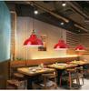 Vintage Hong Kong Industrial Red Hot Pot & BBQ Restaurant with Nostalgic Green Chandelier