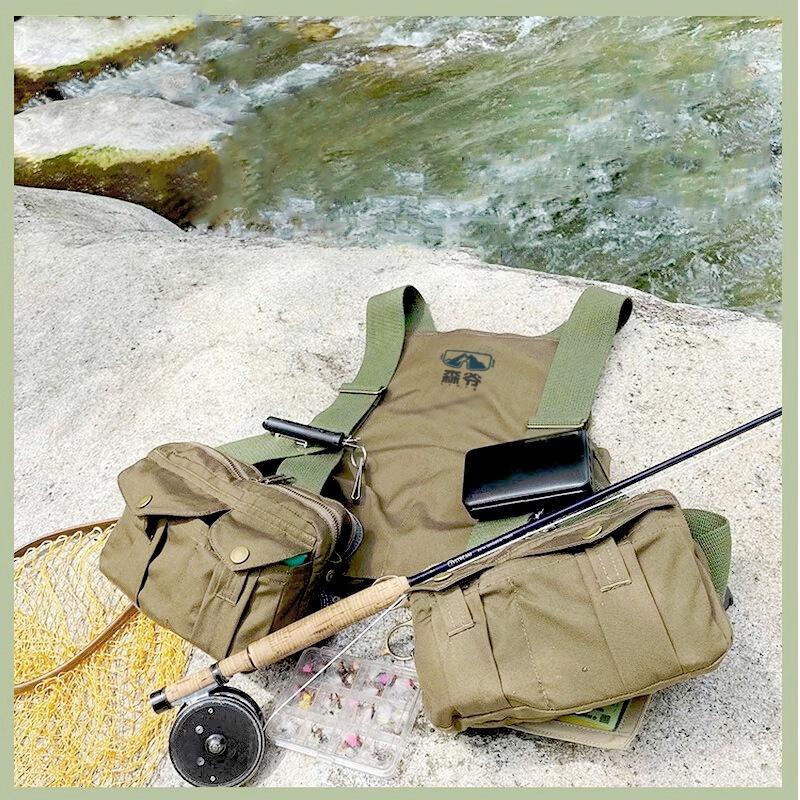 Outdoor stream fly fishing multi-pocket vest