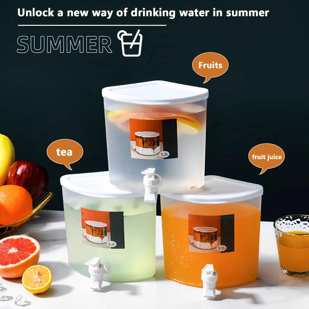 5.1L Drink Dispenser with Faucet 360° Rotatable Juice Jug Dispenser 3 Compartment Removable Beverage Dispenser Juice Dispenser