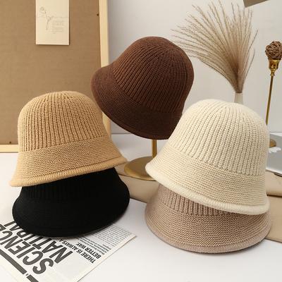 Simple Wool Knitted Warm Small Basin Hat Women's Autumn and Winter New Fisherman Hat
