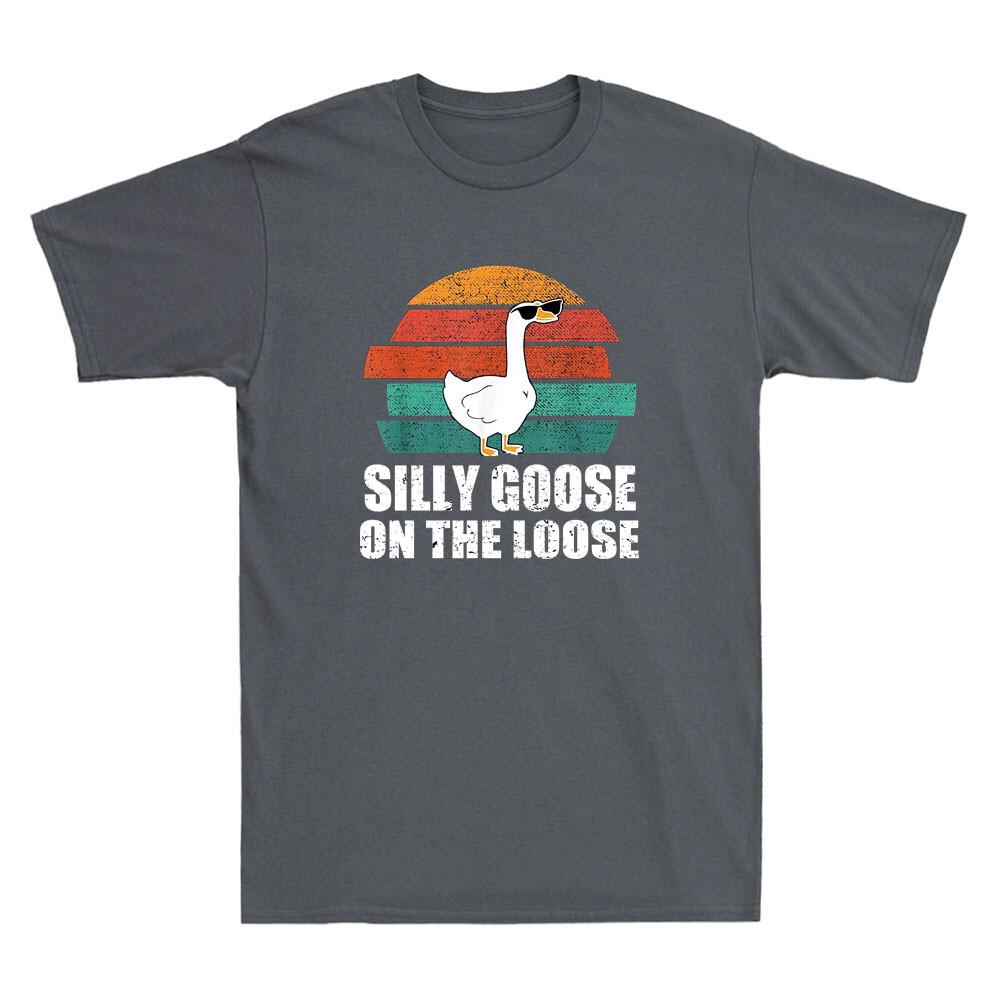 

Silly Goose On The Loose Funny Goose with Glasses Meme Vintage Men#039;s TShirt Tee Unisex T-Shirt L