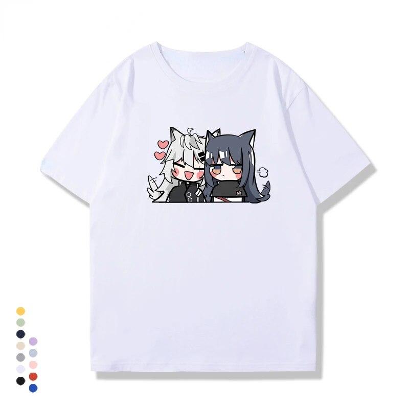 Hot Japan Anime Arknights Tshirt Funny Kawaii Texas and Lappland Graphic Printed T Shirt Korea Style Couple Clothes Casual Tees
