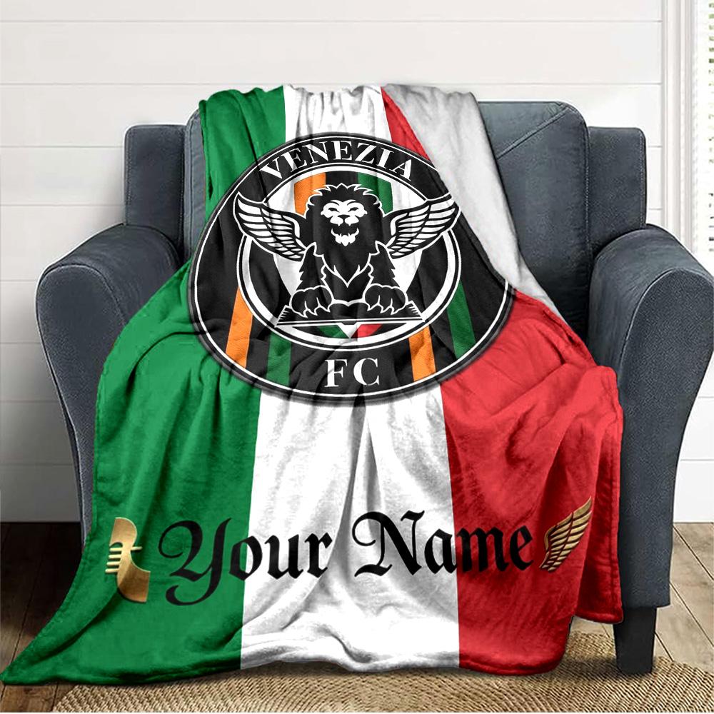 Name Custom Venezia FC Print Flannel Blanket High Quality Warm Comfortable Cover for All Seasons Perfect for Gifts Home Decor
