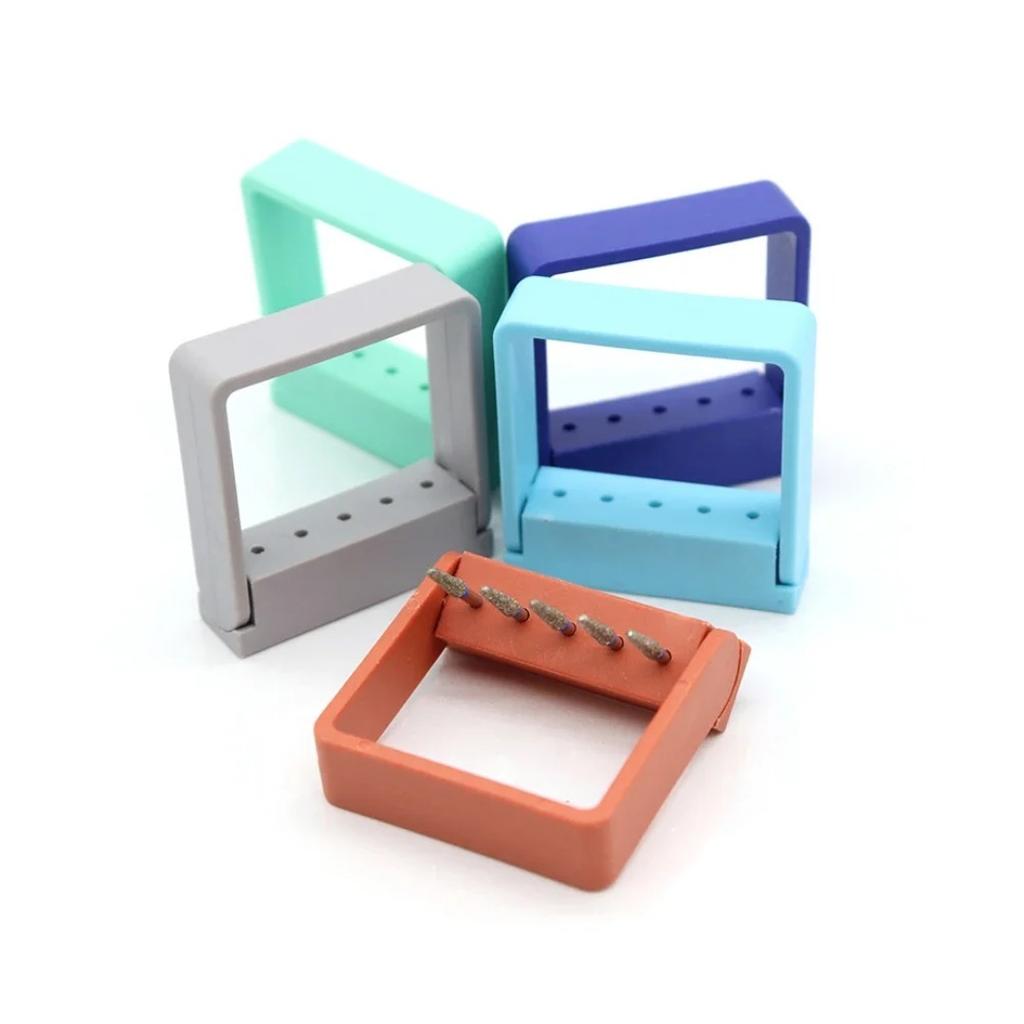 5-Hole Dental Bur Holder High-Speed Autoclavable Drill Stand With Disinfection Box Organizer Storage Case For Dental Tools