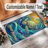 Mermaid Underwater Theme Crystal Velvet Rug Personalized Custom Name Text Soft Floor Mat Home Decor