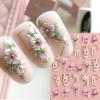 Nail Art 5D tredimensionella klistermärken Ins Summer Fresh Camellia Rosa Blomma präglade nagelklistermärken
