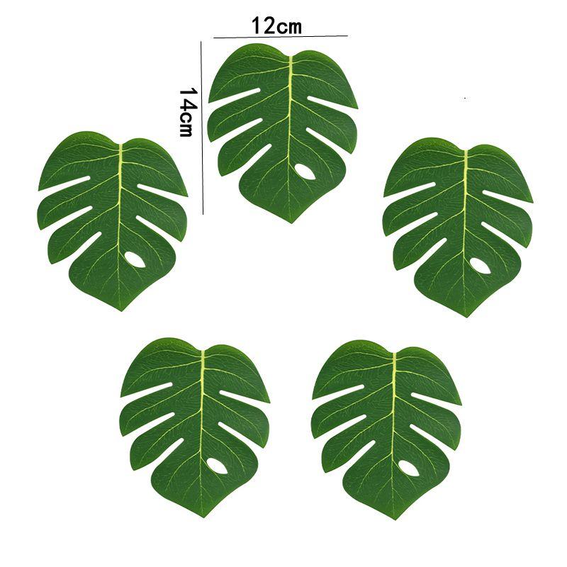 10Pcs Artificial Tropical Palm Leaves Fake Hibiscus Flower for Beach Table Decor Hawaiian Party Supplies Wedding Decoration Gift