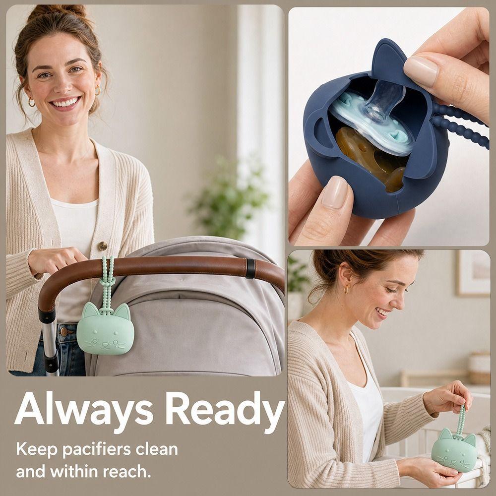 Soft Grip Strap Pacifier Case with lanyard Pacifier Pouch Cute Silicone Pouch  Stroller Travel
