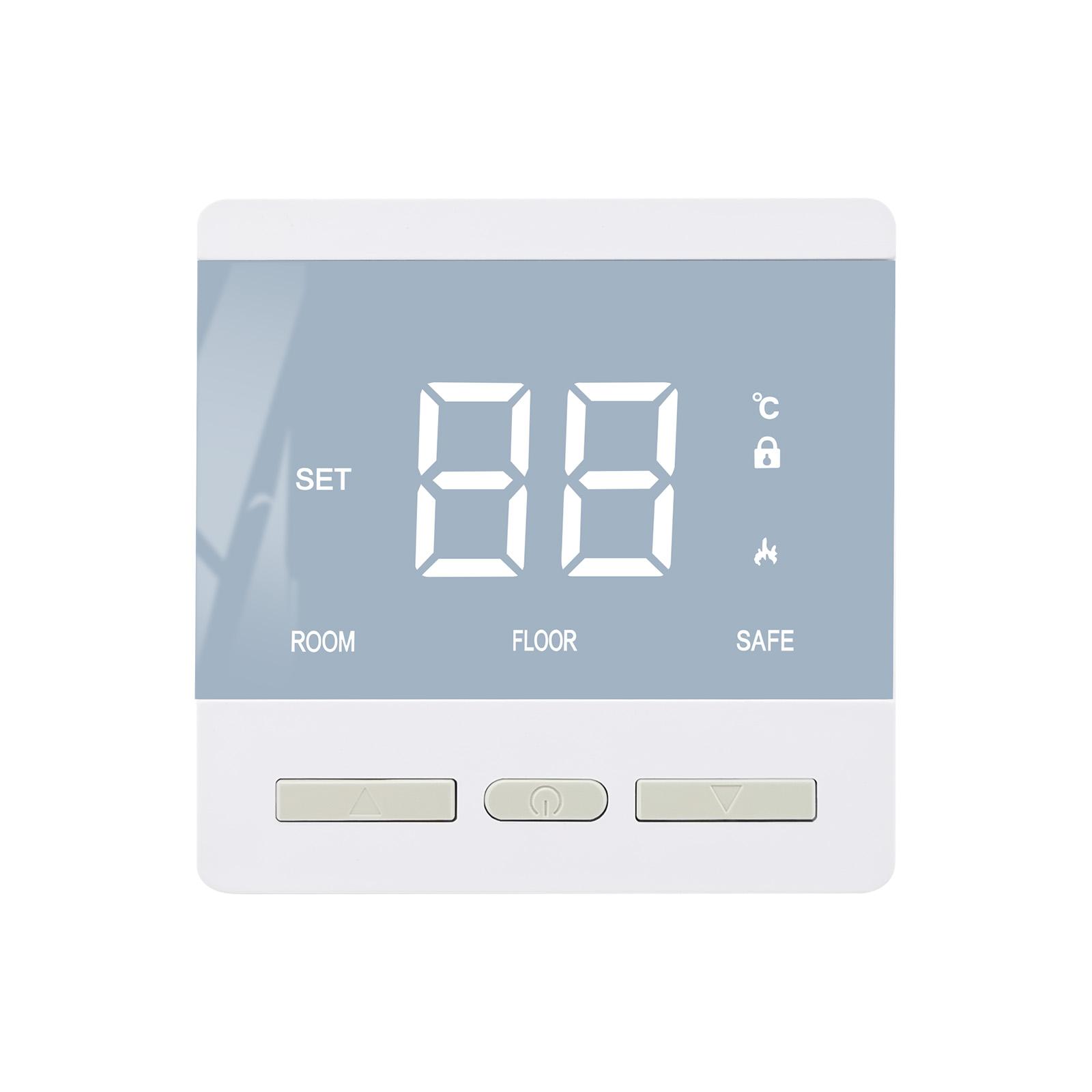 

AC200-240V Floor Heating Room Temperature Controller MAX 25A 4500W Load Digital Thermostat with 3m Probe Sensor белый