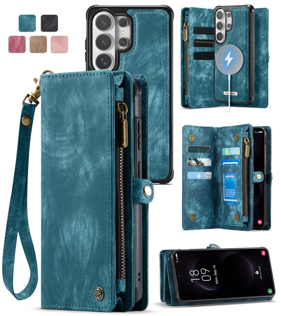 S26 S26Plus S26Ultra, Caseme-008 Multifunction Removeable Magnetic Card Bag Wallet Case for Samsung Galaxy S26 S26 Plus S26 Ultra