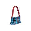 Vivienne Westwood Anglomania Adjustable Strap Plaid Design Initial Cut Wool Tote Shoulder Bag Women bags Blue 41010067U-W00TW-MULTI-BLUE