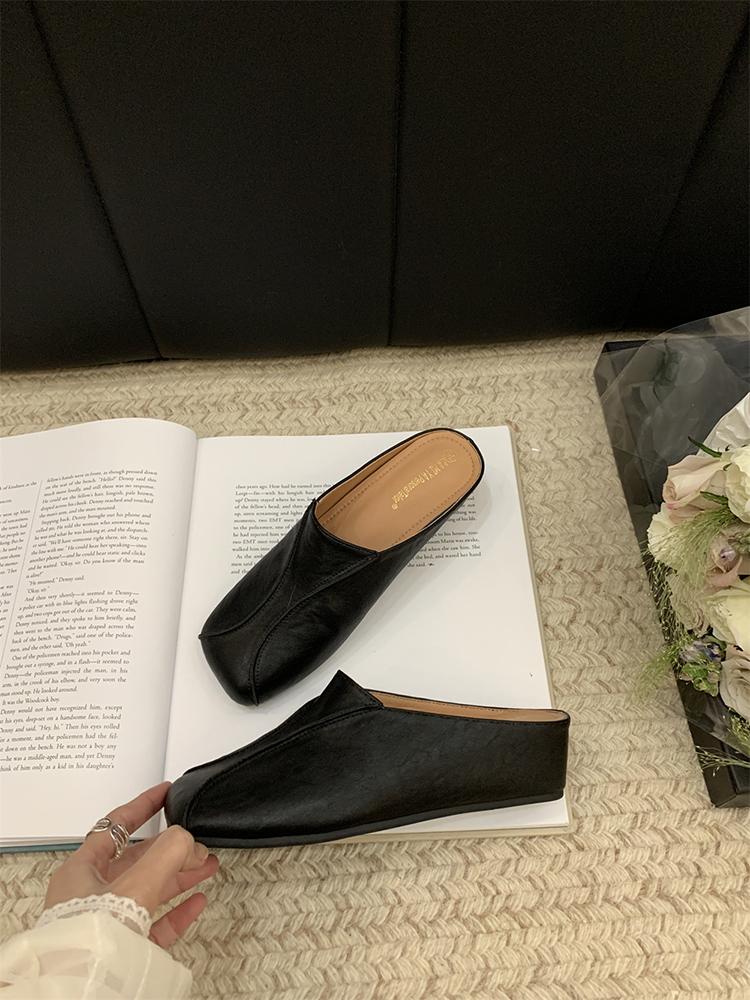 Fashion 2025 Summer New Women Sandals PU Leather Shoes for Women Square Toe High Heel Women Sandals Cover Toe Chunky Heel Women's Mules