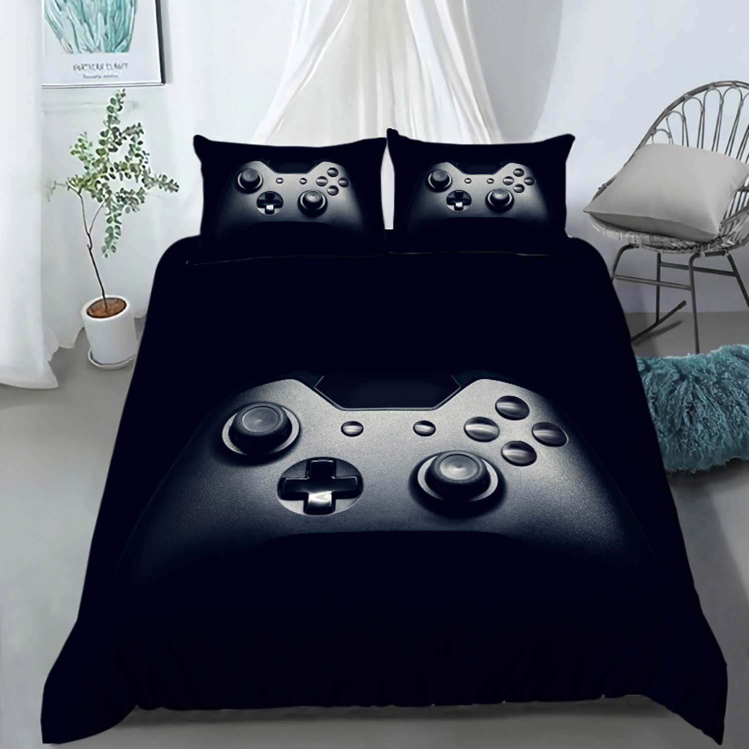 Teen Boys Gaming Duvet Cover Set - Video Game Themed Bedding Quilt Cover & Game Comforter Cover for Bedroom 90X200cm