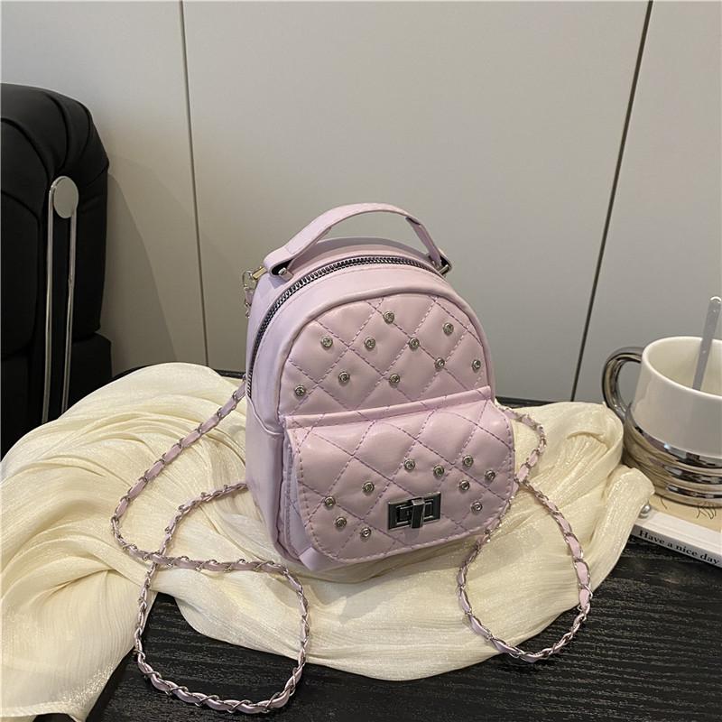 2025 New Backpack Women's Fashion Single Shoulder Portable Backpack Niche Design Advanced Sense Rivet Small Backpack