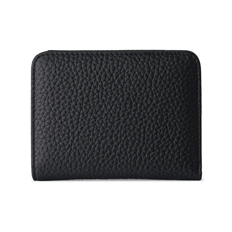 Кожаный ультратонкий женский кошелек на молнии 7-word Коровья кожа Мини-кошелек для мелочи RFID-защита Маленький 11x9x2cm чёрный