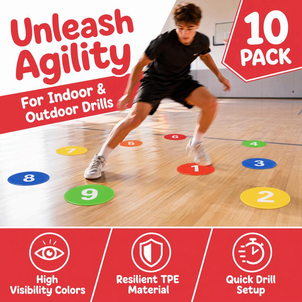 11PCS TPE Training Discs Round Flat Marker Set Portable Spot Markers  Soccer Training