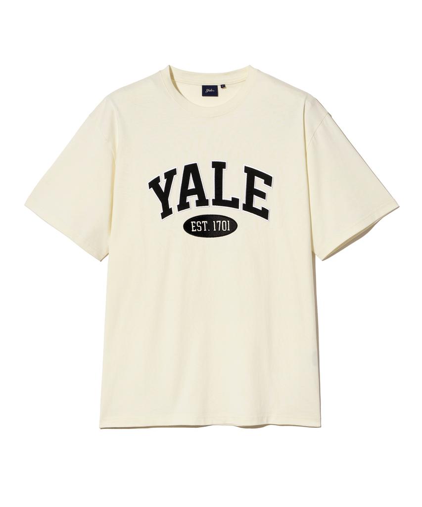 YALE Two-Tone Arch Short Sleeve T-Shirt Cream