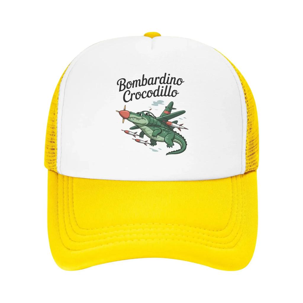 Bombardino Crocodillo Italienisch Cartoonhaft Gehirnfäule Reise Netz Baseballkappen Für Damen Personalisierte Männliche Strand Sonnenschutzmützen