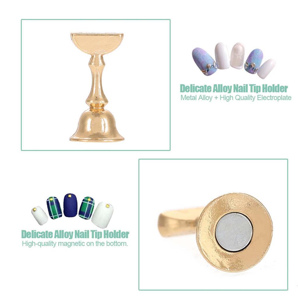 Magnetic Nail Tip Practice Stand Base   Alloy Holder Nail Art Display Stand White