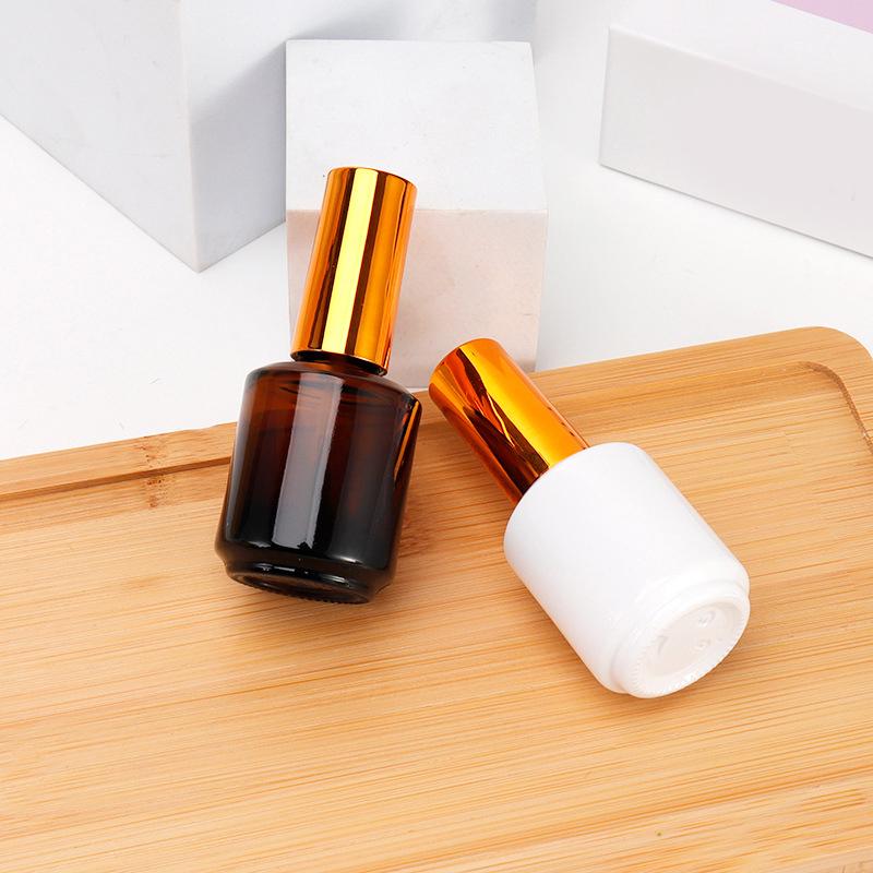 15Ml Empty Nail Polish Bottle With Brush Gold Cover Refill Bottle Glue Bottle Small Sample Nail Gel Polish Containers Glass