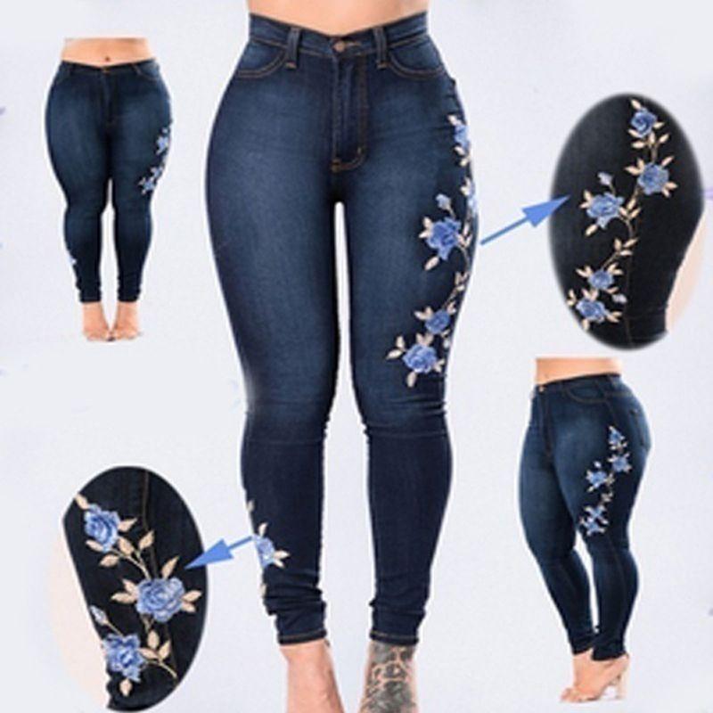 Premium Fashion Embroidered Women Skinny Sexy High-elastic Jeans For Casual Elegance
