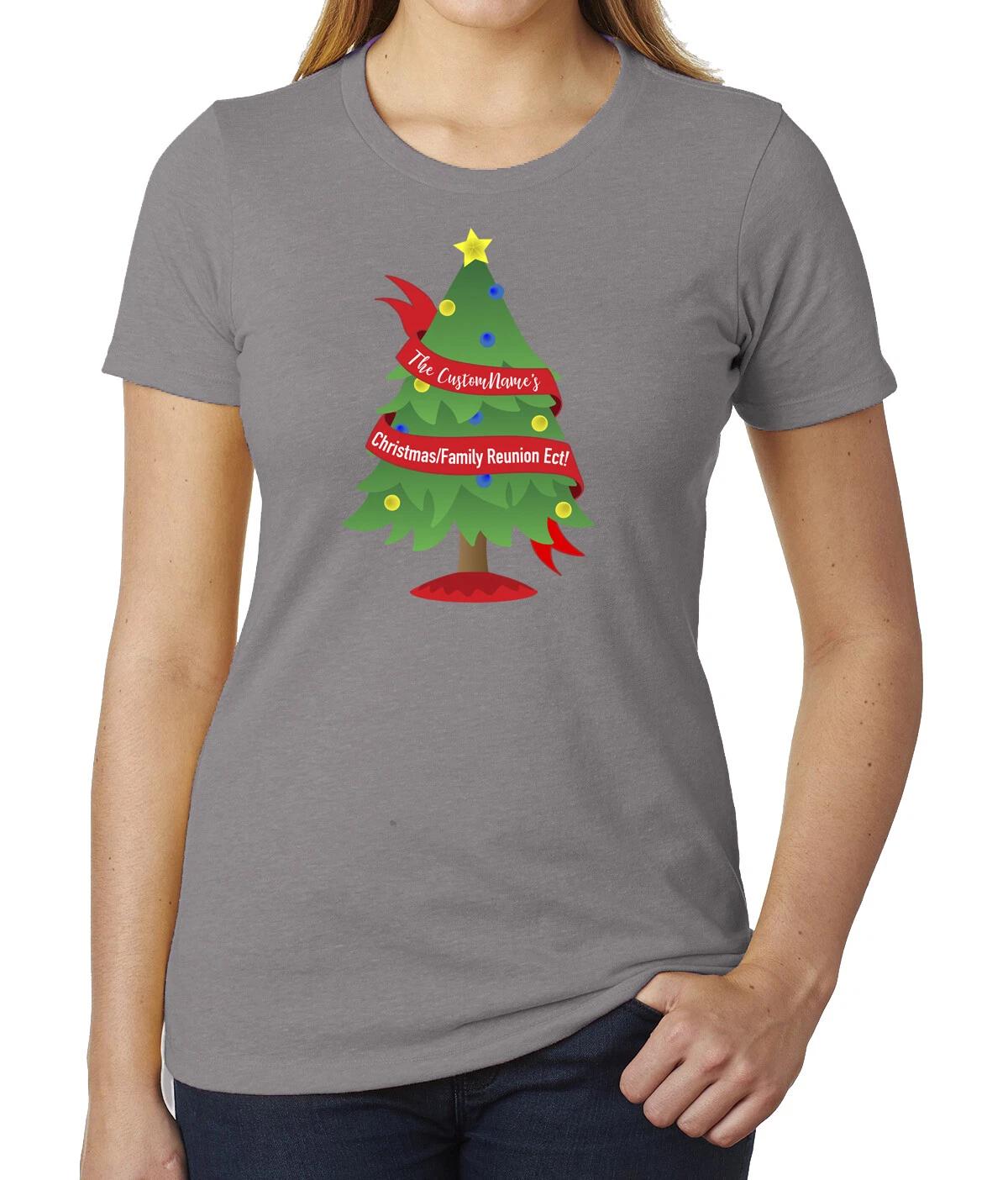 Christmas Tree Banner with custom name- Family Reunion Woman s T-Shirts S